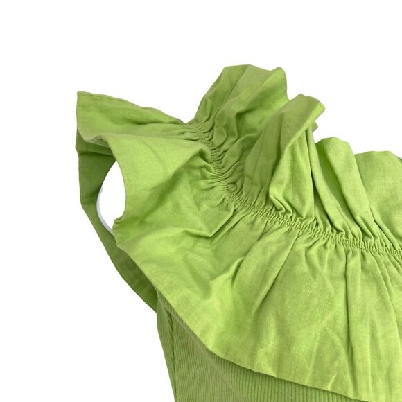 ZARA Green Ruffle Summer Statement Top‎ Size Small L Halter Beautiful - Picture 6 of 9